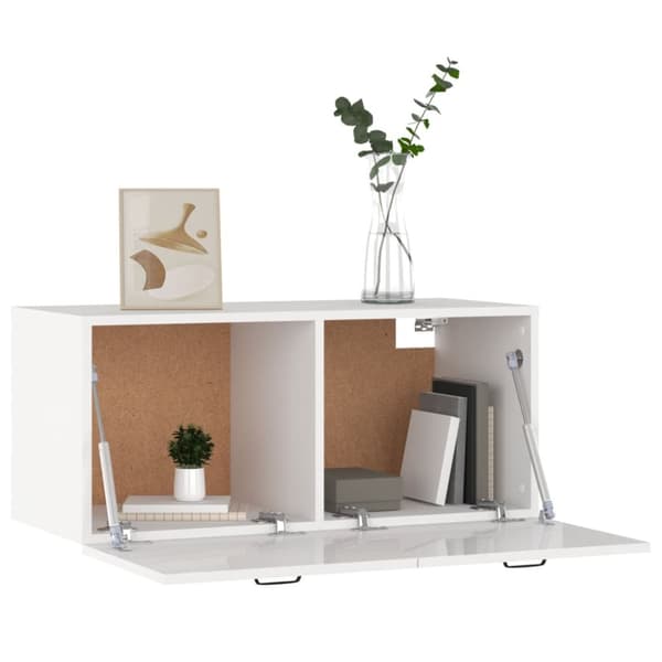 vidaXL vægskab 80x36,5x35 cm konstrueret træ hvid højglans