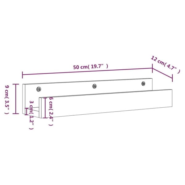 vidaXL væghylder 2 stk. 50x12x9 cm massivt fyrretræ hvid