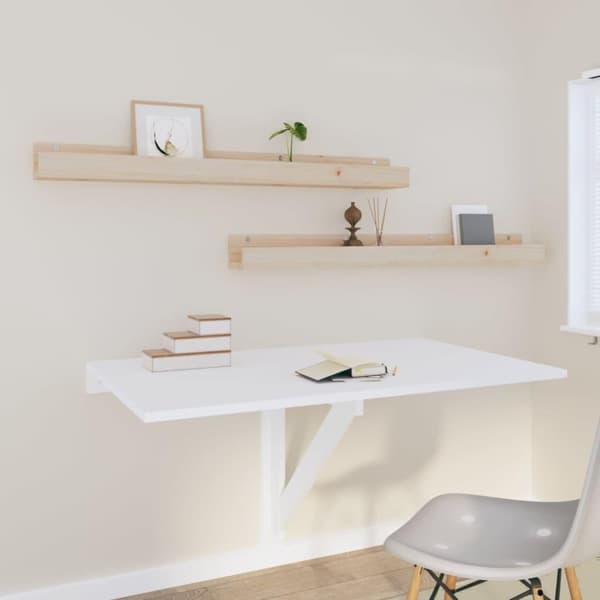 vidaXL Seinähyllyt 2 kpl 110x12x9 cm täysi mänty
