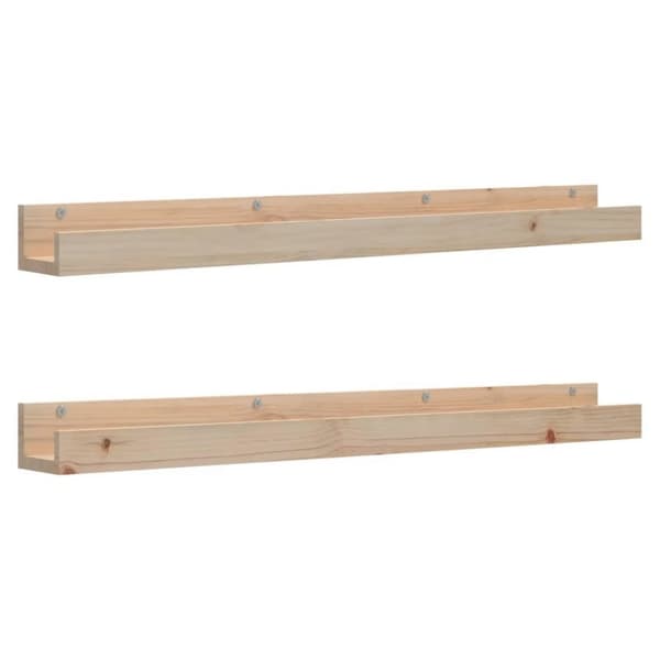 vidaXL Seinähyllyt 2 kpl 110x12x9 cm täysi mänty