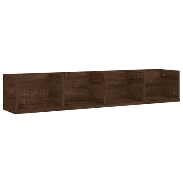 vidaXL Veggmontert CD-hylle brun eik 100x18x18 cm konstruert tre