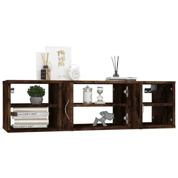 vidaXL Vegghylle røkt eik 102x30x29 cm konstruert tre