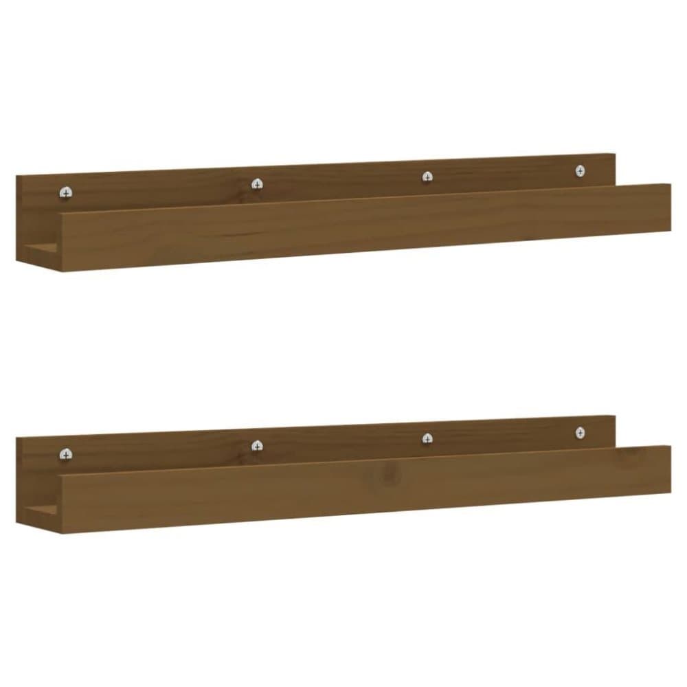 vidaXL Väggskåp 2 st honungsbrun 80x12x9 cm massiv furu