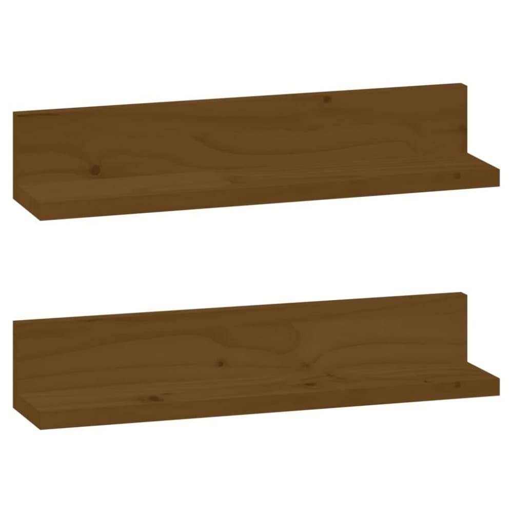 vidaXL Väggskåp 2 st honungsbrun 50x11x9 cm massiv furu