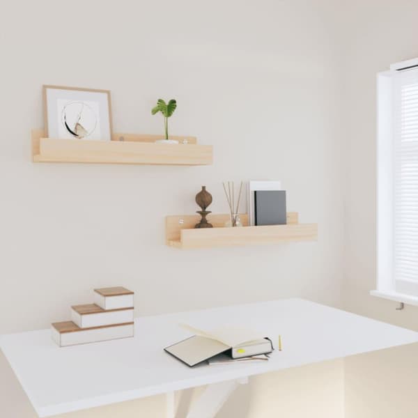 vidaXL Väggskåp 2 st 50x12x9 cm massiv furu