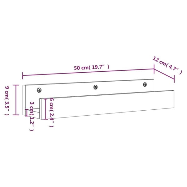 vidaXL Väggskåp 2 st 50x12x9 cm massiv furu