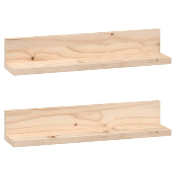 vidaXL Väggskåp 2 st 50x11x9 cm massiv furu