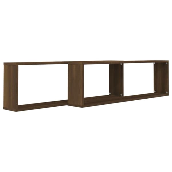 vidaXL Vegghyller kube 2 stk brun eik 100x15x30 cm konstruert tre