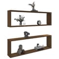 Miniatyrbilde 8 av 11: vidaXL Vegghyller kube 2 stk brun eik 100x15x30 cm konstruert tre
