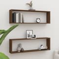 Miniatyrbilde 11 av 11: vidaXL Vegghyller kube 2 stk brun eik 100x15x30 cm konstruert tre