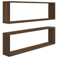 Miniatyrbilde 1 av 11: vidaXL Vegghyller kube 2 stk brun eik 100x15x30 cm konstruert tre