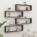 Miniatyrbilde 11 av 11: vidaXL Vegghyller kube 4 stk brun eik 100x15x30 cm konstruert tre