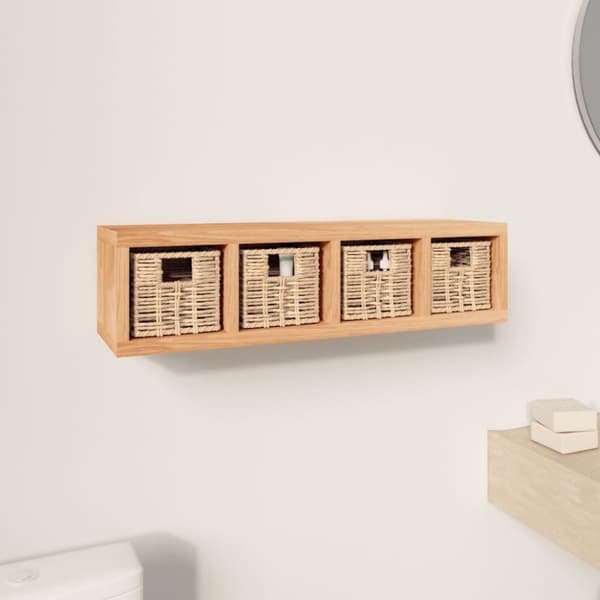 vidaXL Vegghylle med kurver 62x18x16 cm heltre valnøtt