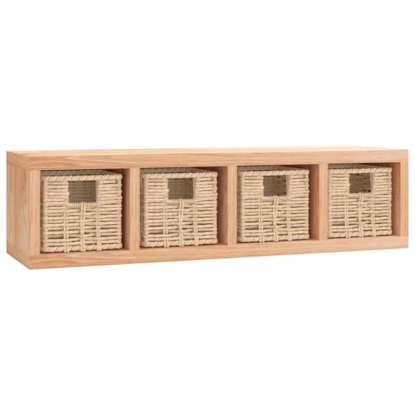 vidaXL Vegghylle med kurver 62x18x16 cm heltre valnøtt