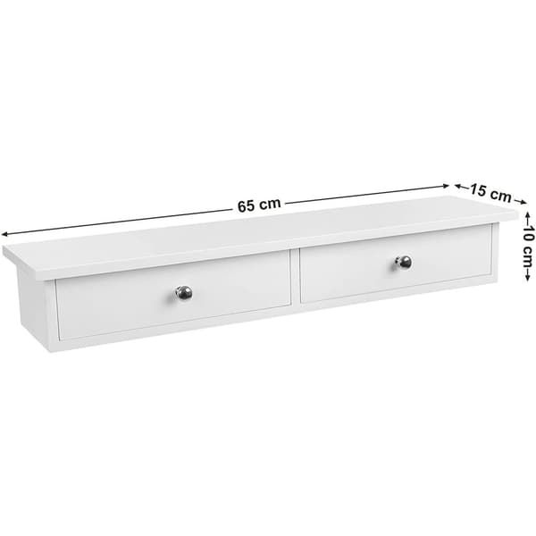 Overskab - med 2 skuffer - 65 x 15 x 10 cm - hvid