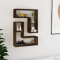 Miniatyrbilde 8 av 8: vidaXL Vegghyller 2 stk røkt eik 50x15x50 cm konstruert tre