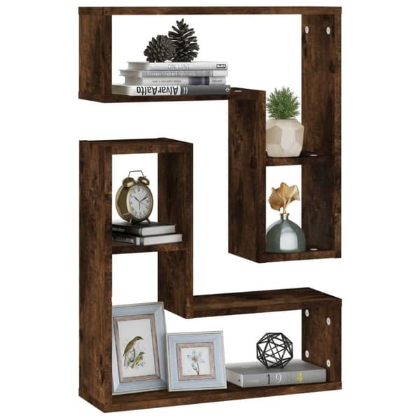 vidaXL Vegghyller 2 stk røkt eik 50x15x50 cm konstruert tre