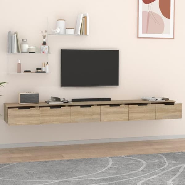 vidaXL Veggskap 2 stk sonoma eik 102x30x20 cm konstruert tre