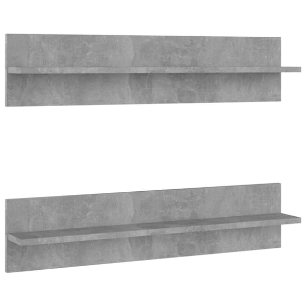 vidaXL væghylder 2 stk. 80x11,5x18 cm spånplader betongrå