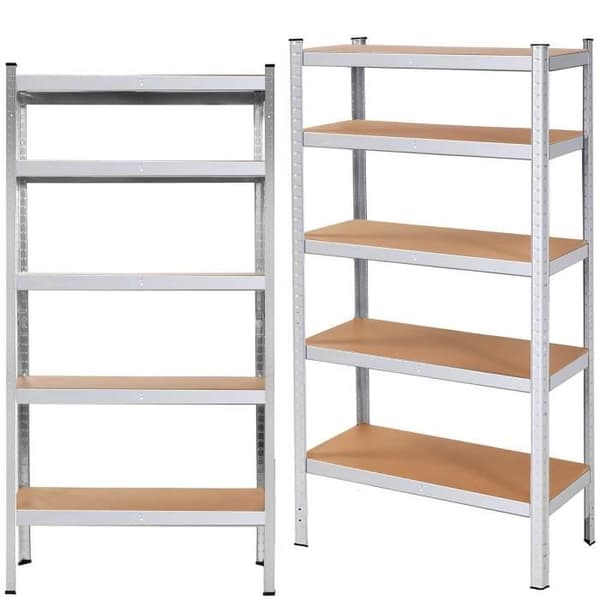 Hylla - SPRINGOS - 5 hyllplan - Galvaniserad metall - 90 x 30 x 180 cm - Max. 875 kg