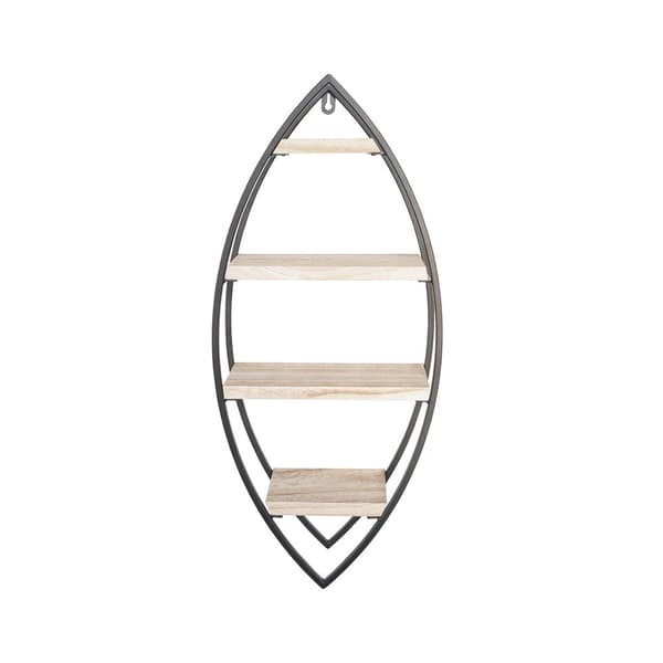 Vægstativ oval med 4 træhylder - 26x60 cm