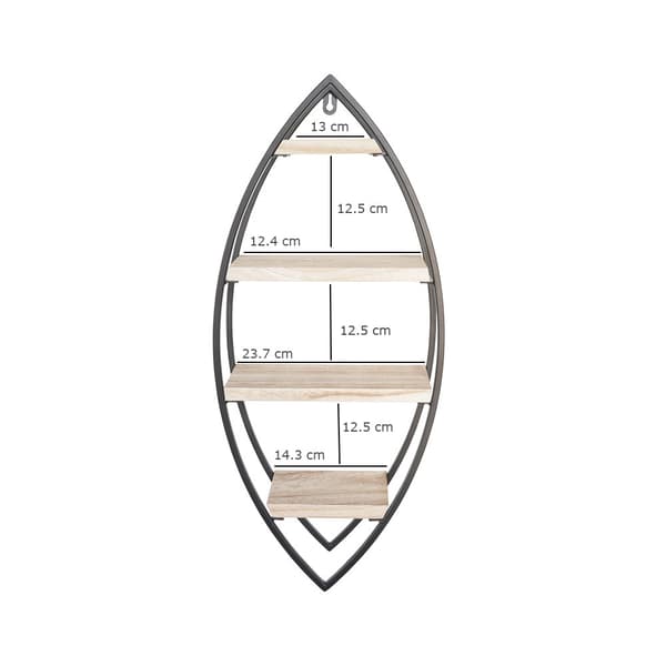 Vægstativ oval med 4 træhylder - 26x60 cm