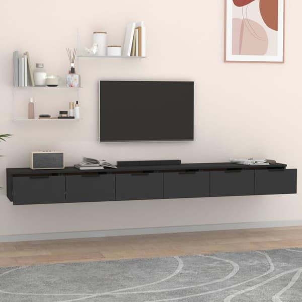 vidaXL Veggskap 2 stk svart 102x30x20 cm konstruert tre