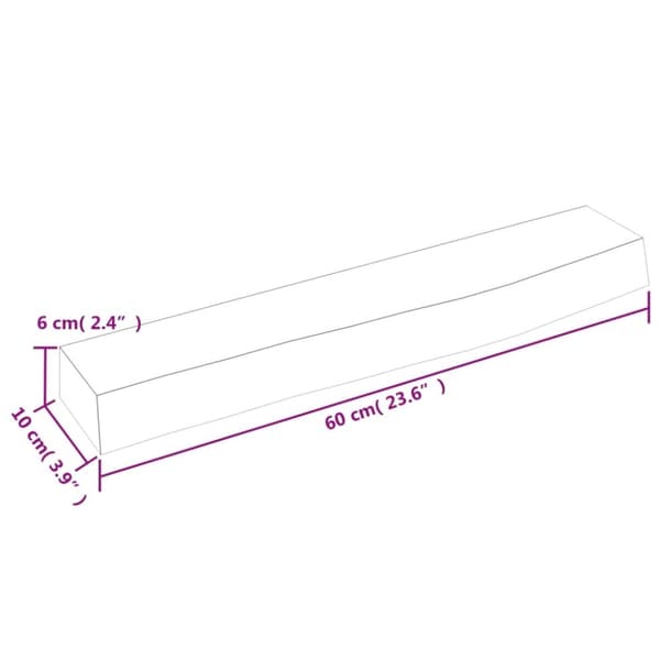 vidaXL væghylde 60x10x6 cm ubehandlet massivt egetræ
