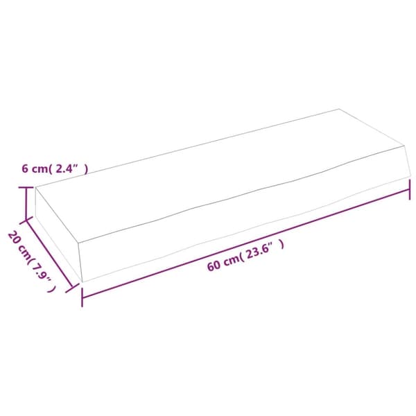 vidaXL Seinähylly 60x20x6 cm käsittelemätön täysi tammi