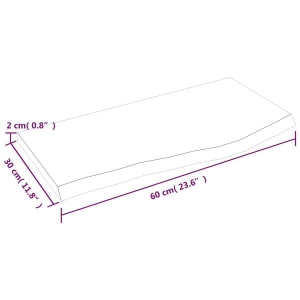 vidaXL væghylde 60x30x2 cm ubehandlet massivt egetræ