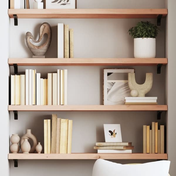 vidaXL væghylde 80x30x(2-4) cm ubehandlet massivt egetræ