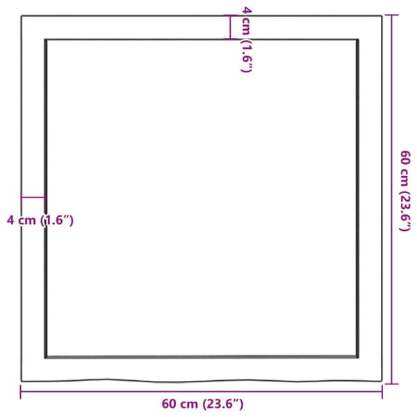 vidaXL væghylde 60x60x(2-4) cm ubehandlet massivt egetræ