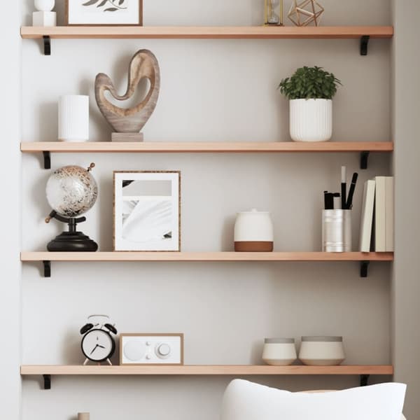 vidaXL væghylde 80x10x2 cm ubehandlet massivt egetræ