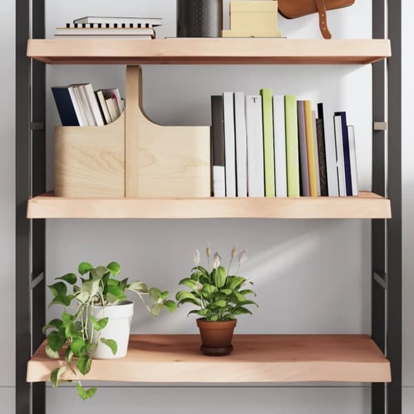 vidaXL væghylde 80x60x(2-6) cm ubehandlet massivt egetræ