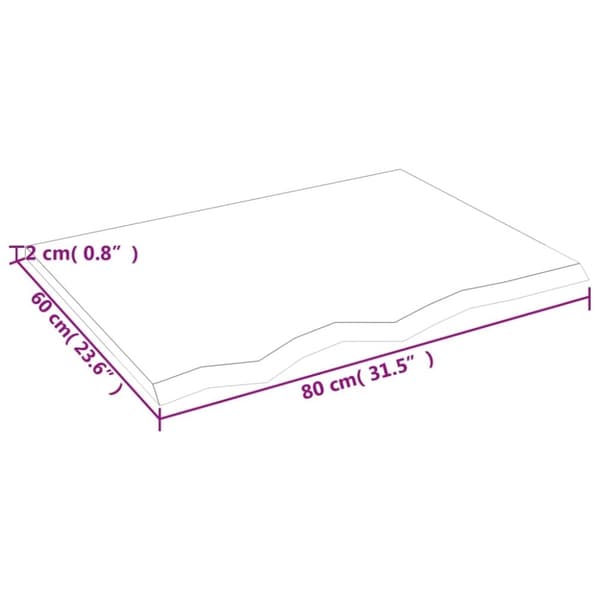 vidaXL væghylde 80x60x2 cm ubehandlet massivt egetræ