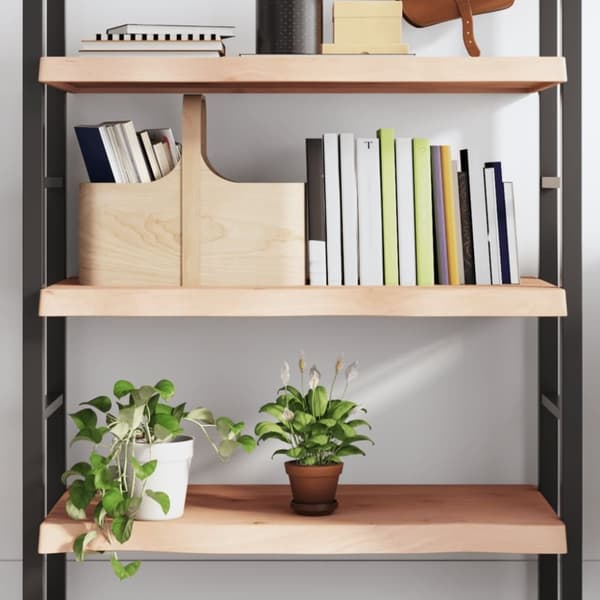 vidaXL væghylde 80x40x(2-6) cm ubehandlet massivt egetræ