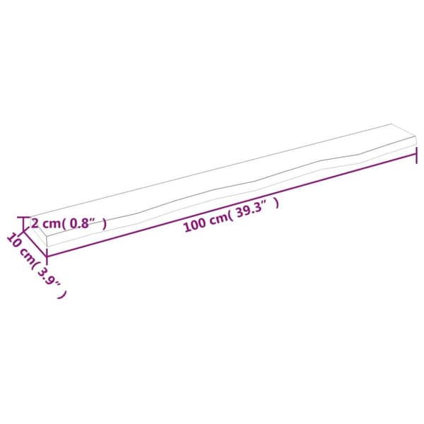 vidaXL Hyllplan 100x10x2 cm obehandlad massiv ek