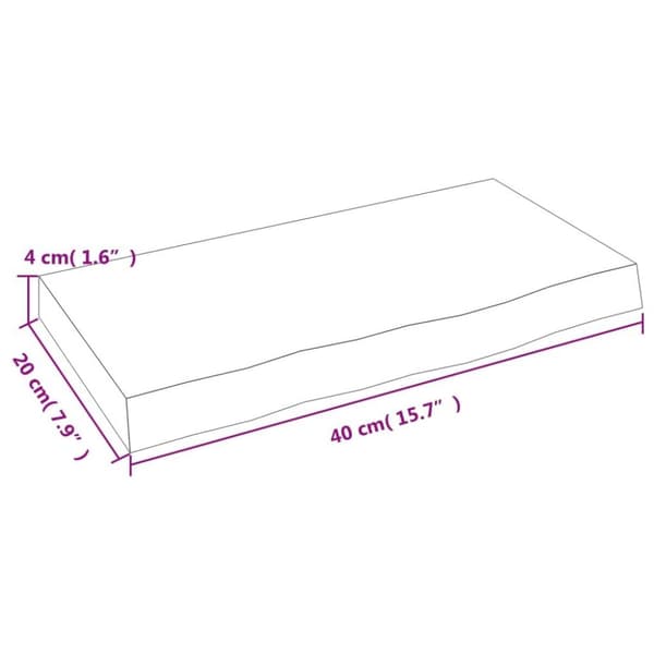 vidaXL Vegghylle 40x20x4 cm ubehandlet heltre eik
