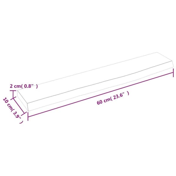 vidaXL Hyllplan 60x10x2 cm obehandlad massiv ek