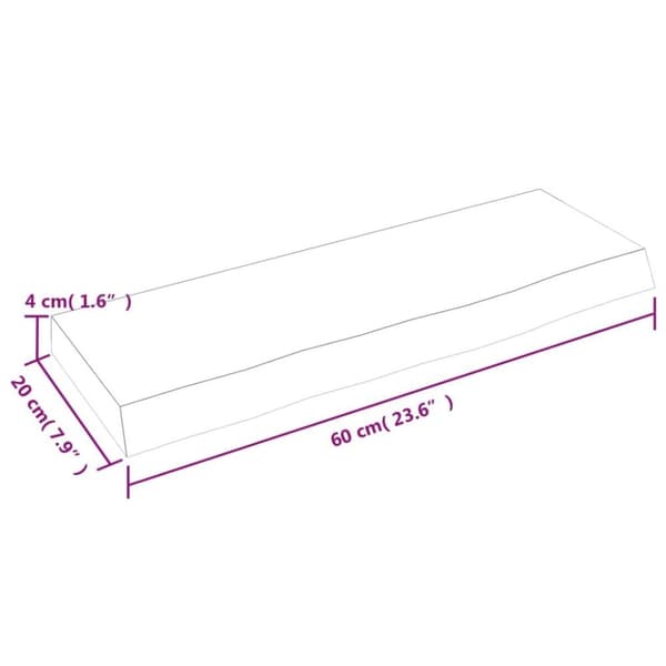 vidaXL Hyllplan 60x20x4 cm obehandlad massiv ek