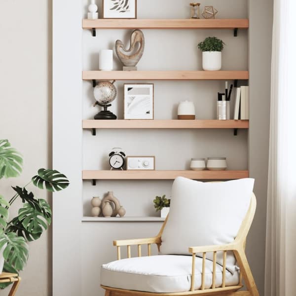 vidaXL Hyllplan 80x10x6 cm obehandlad massiv ek