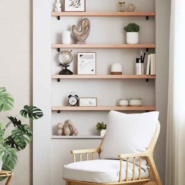 vidaXL Vegghylle 100x10x4 cm ubehandlet heltre eik