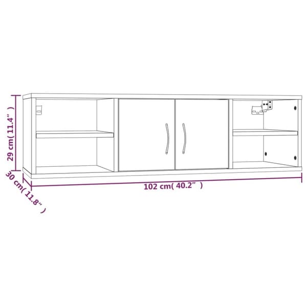 vidaXL væghylde 102x30x29 cm konstrueret træ grå sonoma-eg