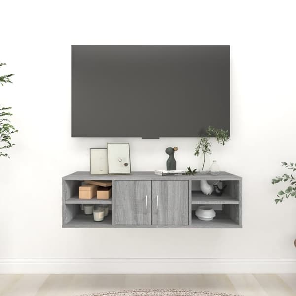 vidaXL væghylde 102x30x29 cm konstrueret træ grå sonoma-eg