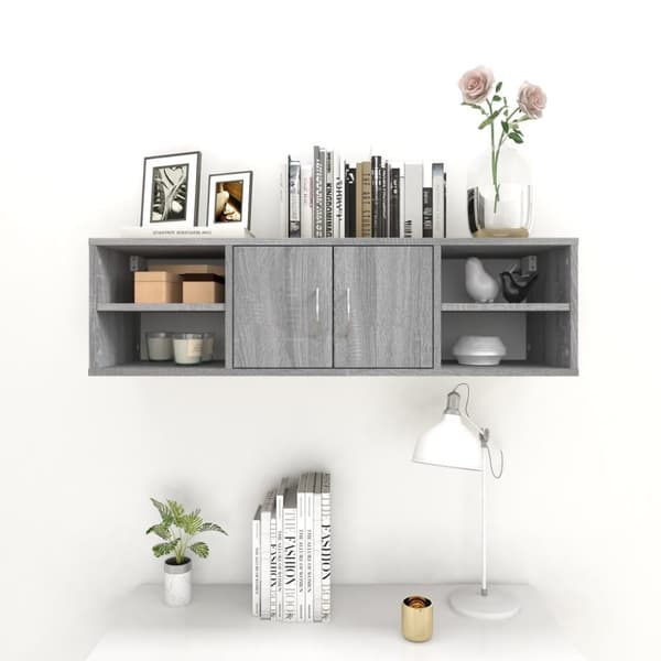 vidaXL væghylde 102x30x29 cm konstrueret træ grå sonoma-eg