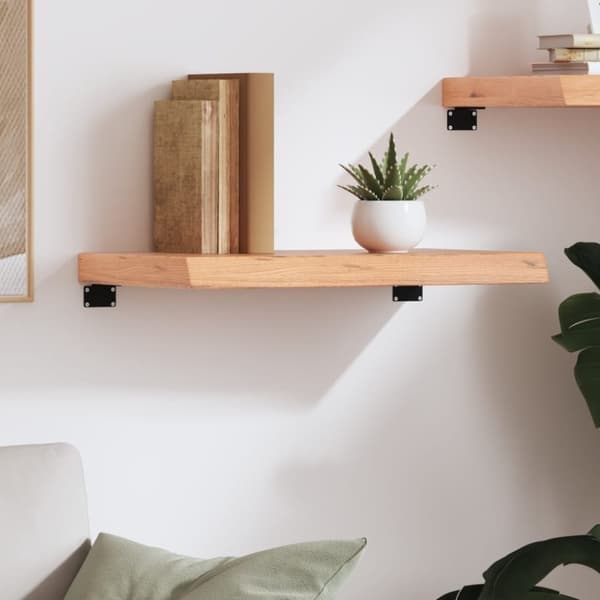 vidaXL væghylde 60x30x(2-6) cm behandlet massivt egetræ lysebrun