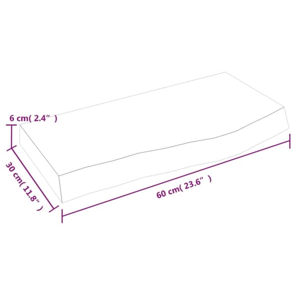 vidaXL væghylde 60x30x(2-6) cm behandlet massivt egetræ lysebrun