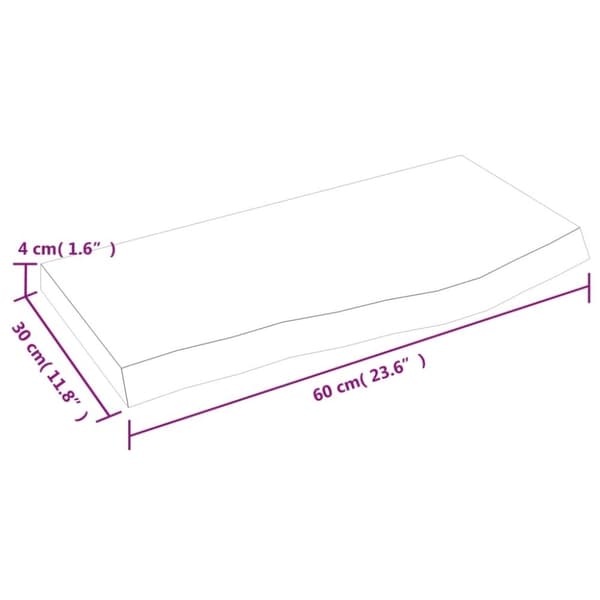 vidaXL Vägghylla ljusbrun 60x30x(2-4) cm behandlad massiv ek