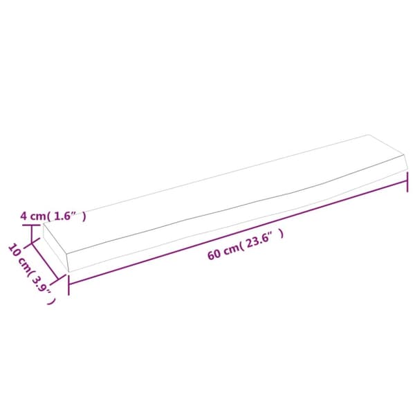 vidaXL Vägghylla ljusbrun 60x10x4 cm behandlad massiv ek