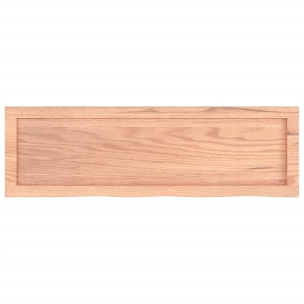 vidaXL væghylde 100x30x(2-4) cm behandlet massivt egetræ lysebrun